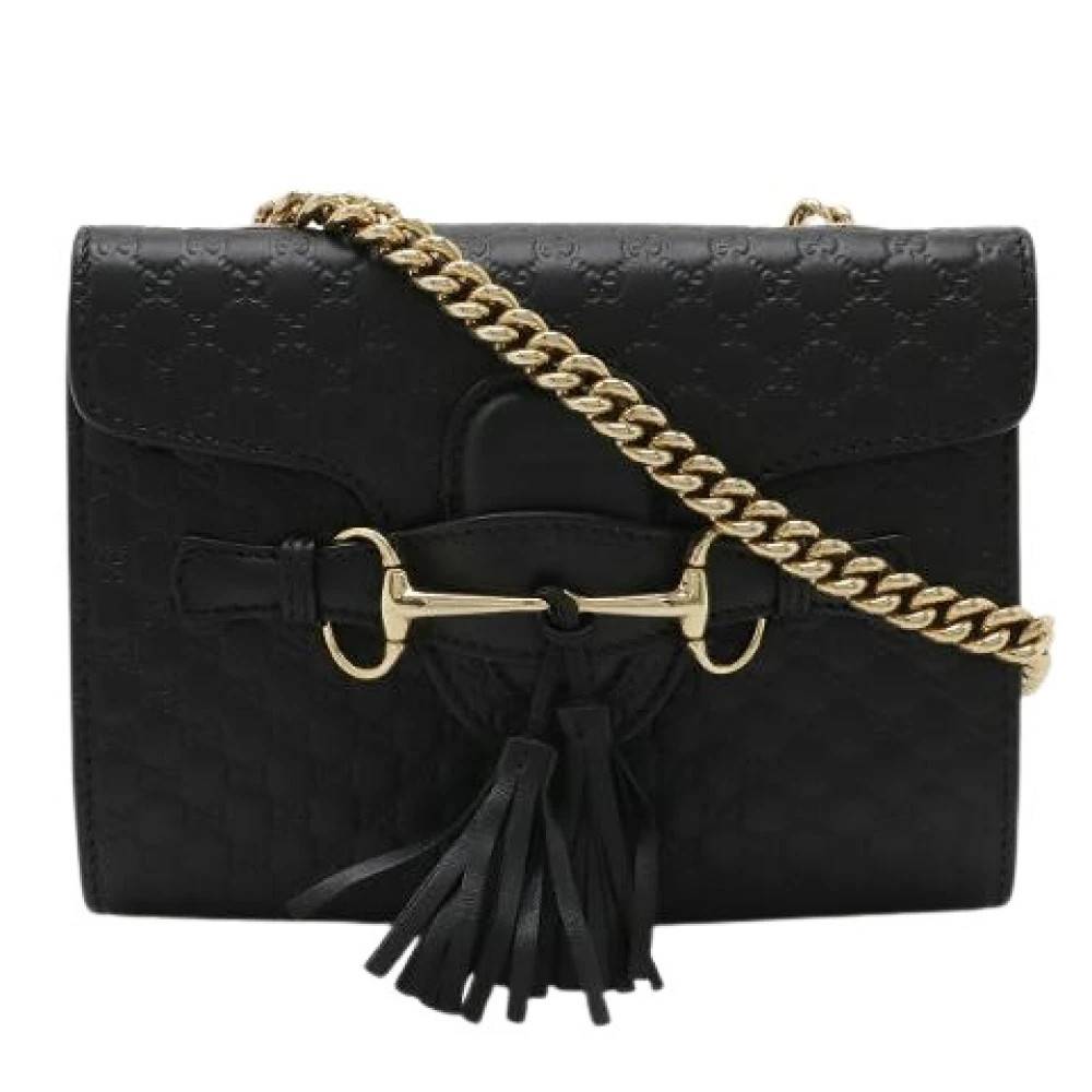 Gucci Vintage Pre-owned Microguccissima Læder Skuldertaske - Vintage - Dame - Sort - ONE SIZE - Uld