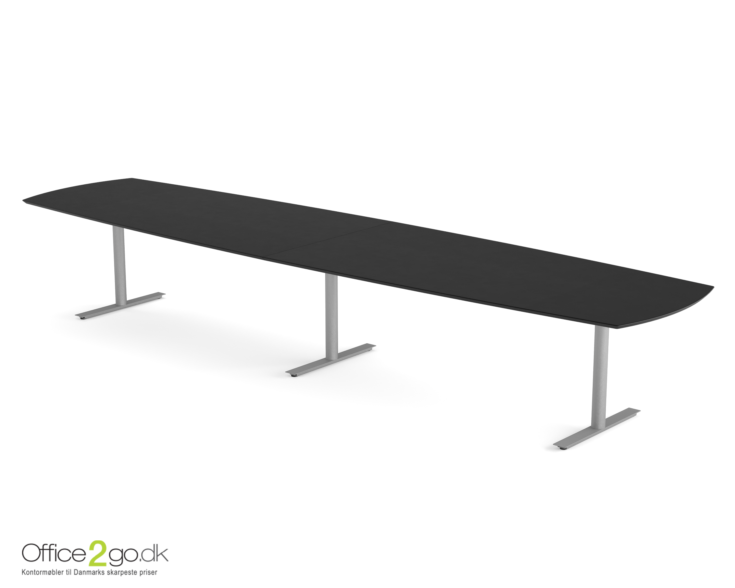 Inline mødebord (tøndeformet bordplade) - 440 cm - Gråt
