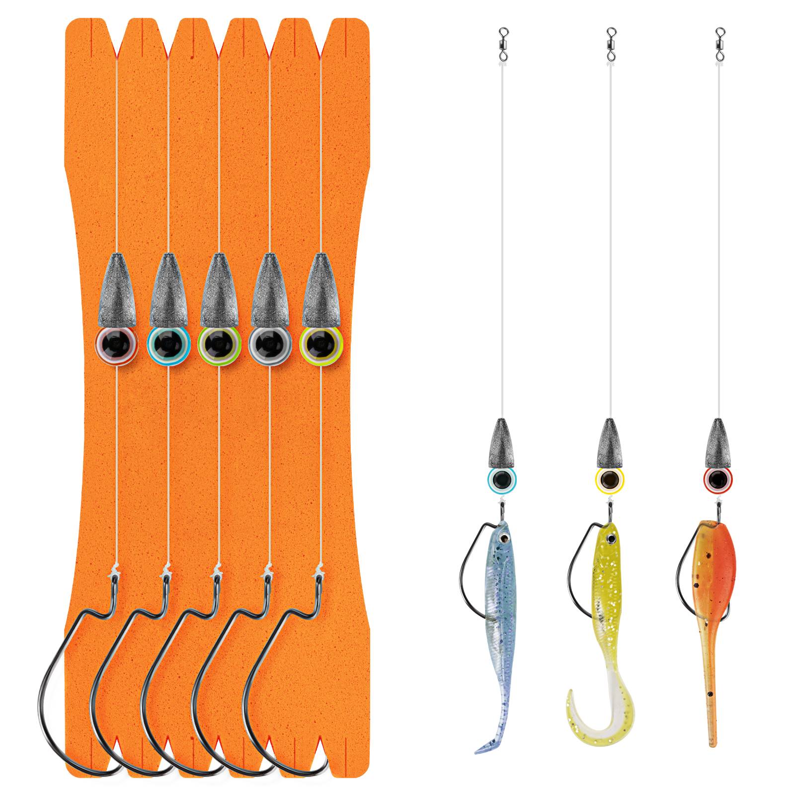 5pcs Texas Rig Carolina Rigs Set For Bass Fishing 3.5g 5g 7g 10g Bullet Lead Sinkers #1/0 Offset Hook Fishing Swivel
