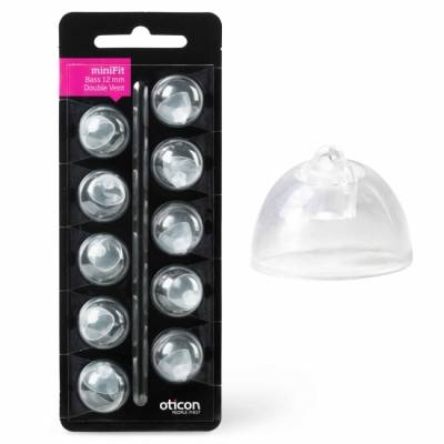 Oticon Dome Bass double minifit 12mm Model Alta/Sort(10/frp)