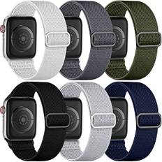 Charlam 6 pack Elastisch Loop Armband Kompatibel mit Apple Watch Armband 40mm 38mm 41mm 42mm für Damen Herren, Verstellbares Stoff Sport Nylon Ersatz Band für iWatch SE Series 10 9 8 7 6 5 4 3 2