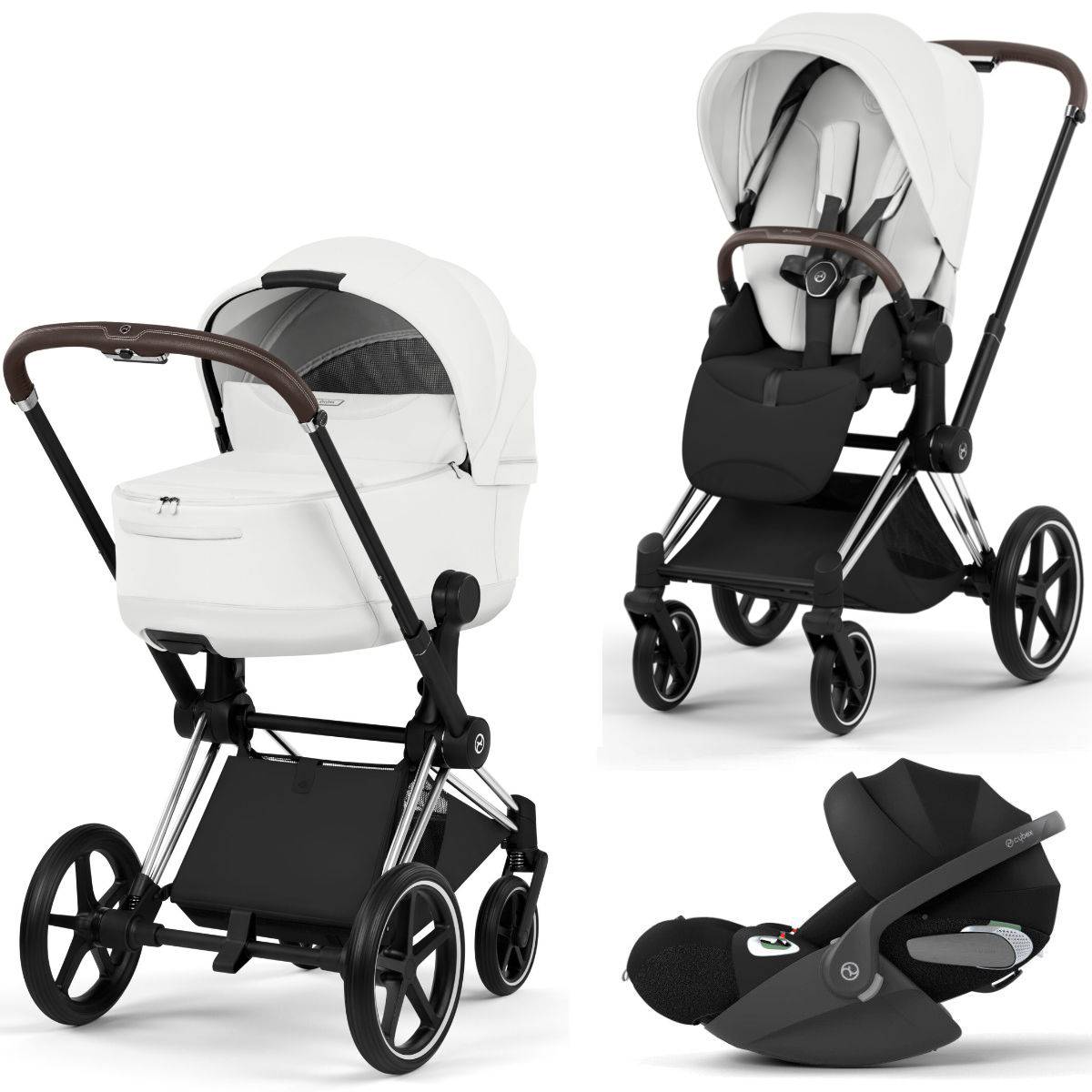 Cybex Priam 5 Style Stroller Set 3 in 1 incl. Cloud T i-Size Car Seat - Chrome Brown