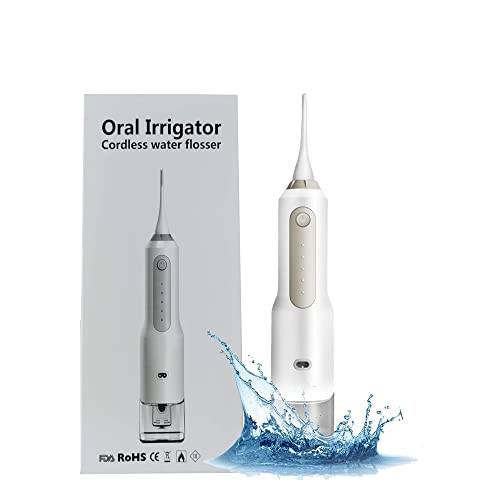 Bestgift Water Flosser för tänder, trådlös tandvård oral irrigator med 5 lägen 3 utbytbara jetspetsar och 170 ml vattentank, elektrisk uppladdningsbar IPX7 vattentät för hem/resor/tandhängslen vård