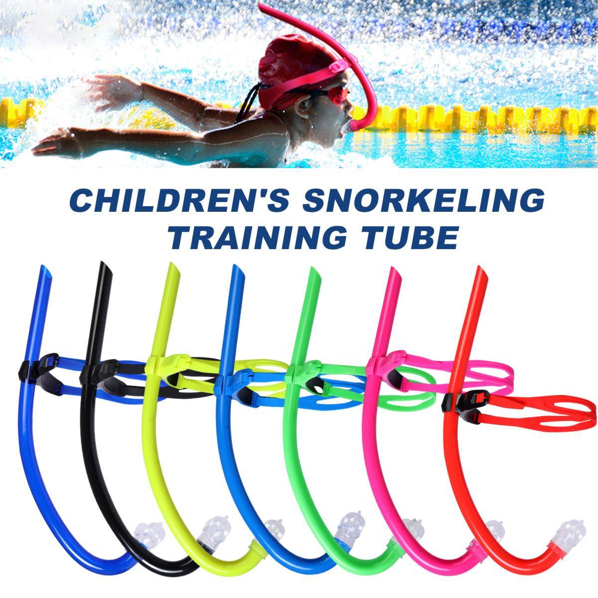 Snorkelträningsrör för simning i bassäng, dykning, snorkel, andningsrör med huvudband, munstycke i flytande silikon, snorkelrör för vuxna, barn mörkbl