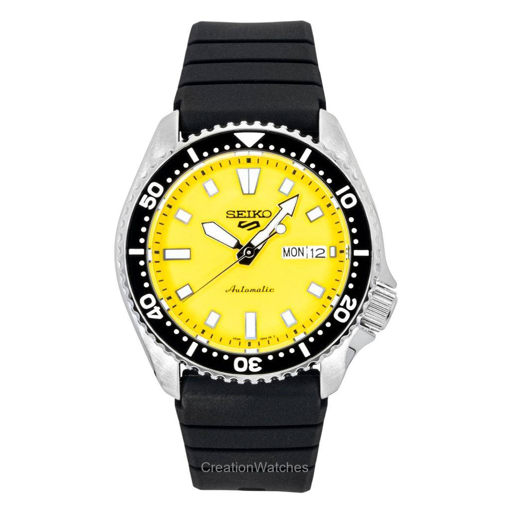 Seiko 5 Sports SKX Redux Silikonarmband Gul urtavla Automatisk SRPL87K1 100M Herrklocka gul