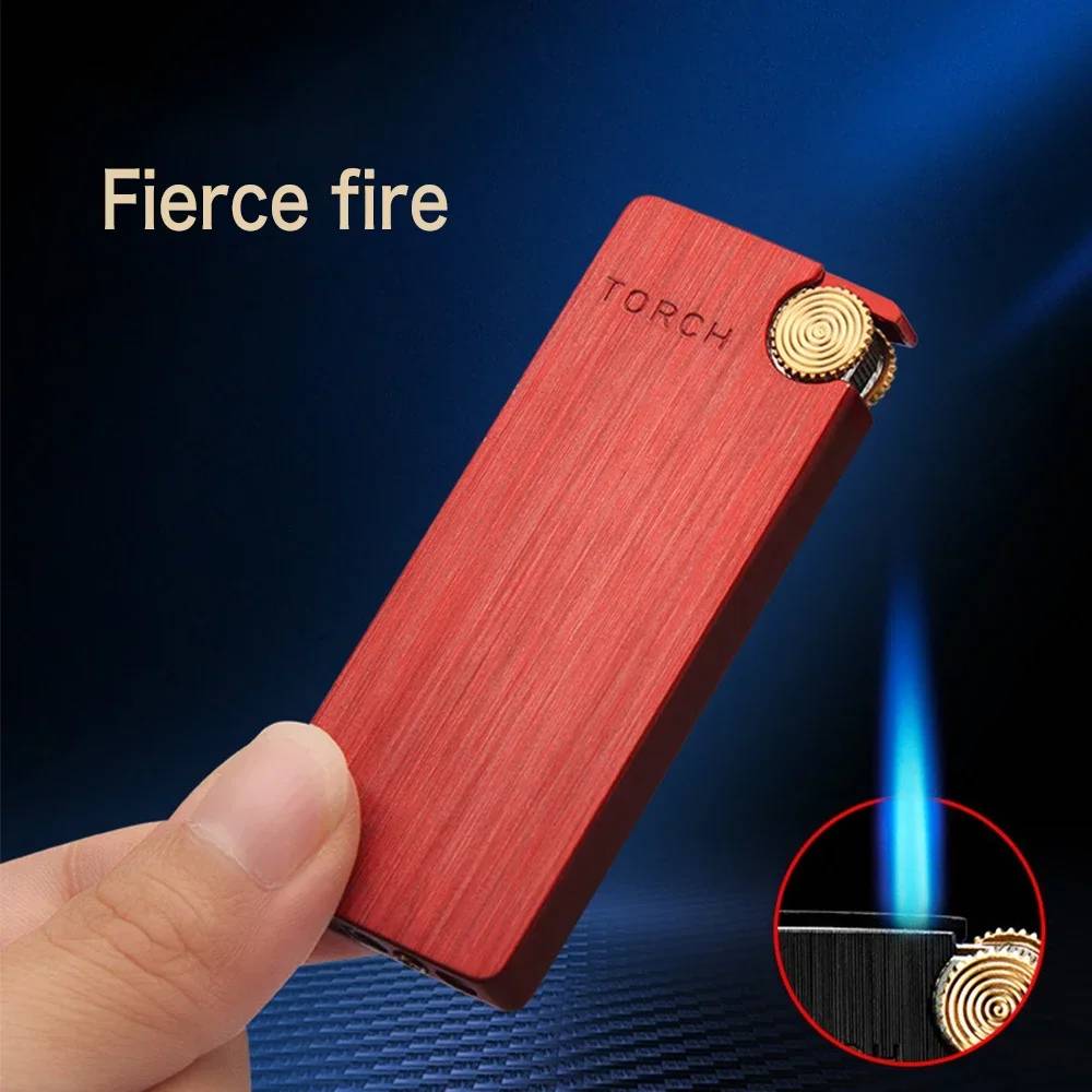 Ultrathin Torch Lighter Windproof Jet Blue Flame Cigar Lighter Refillable Butane Gas Lighter Smoking Accessories Encendedores