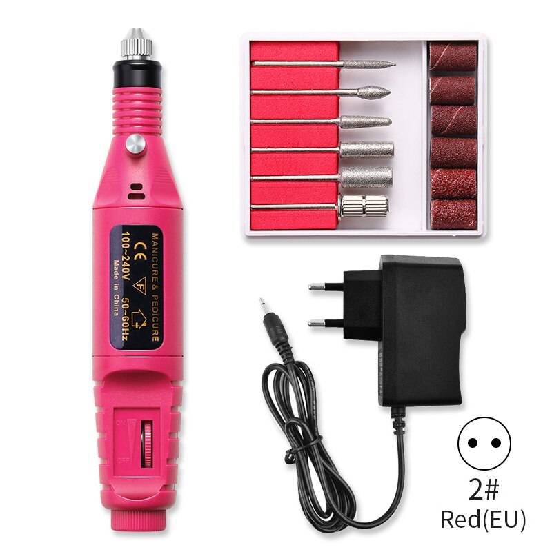 1 set elektrisk nagelborrsats slipmaskin polering slipning nagelkonst penna pedikyr nagelfil nagelkonst verktyg set - 2
