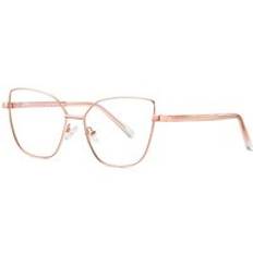 49081 anti-blått ljus cat eye metallglasögon bågar män kvinnor optiska datorglasögon - C3 roséguld