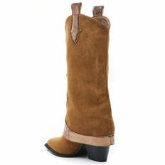 Svarta och guldfärgade westernstövlar med pytonmönster – elegant och glamorös cowgirl-look - Kamel (EUR36,EUR37,EUR38,EUR39,EUR40,EUR41)