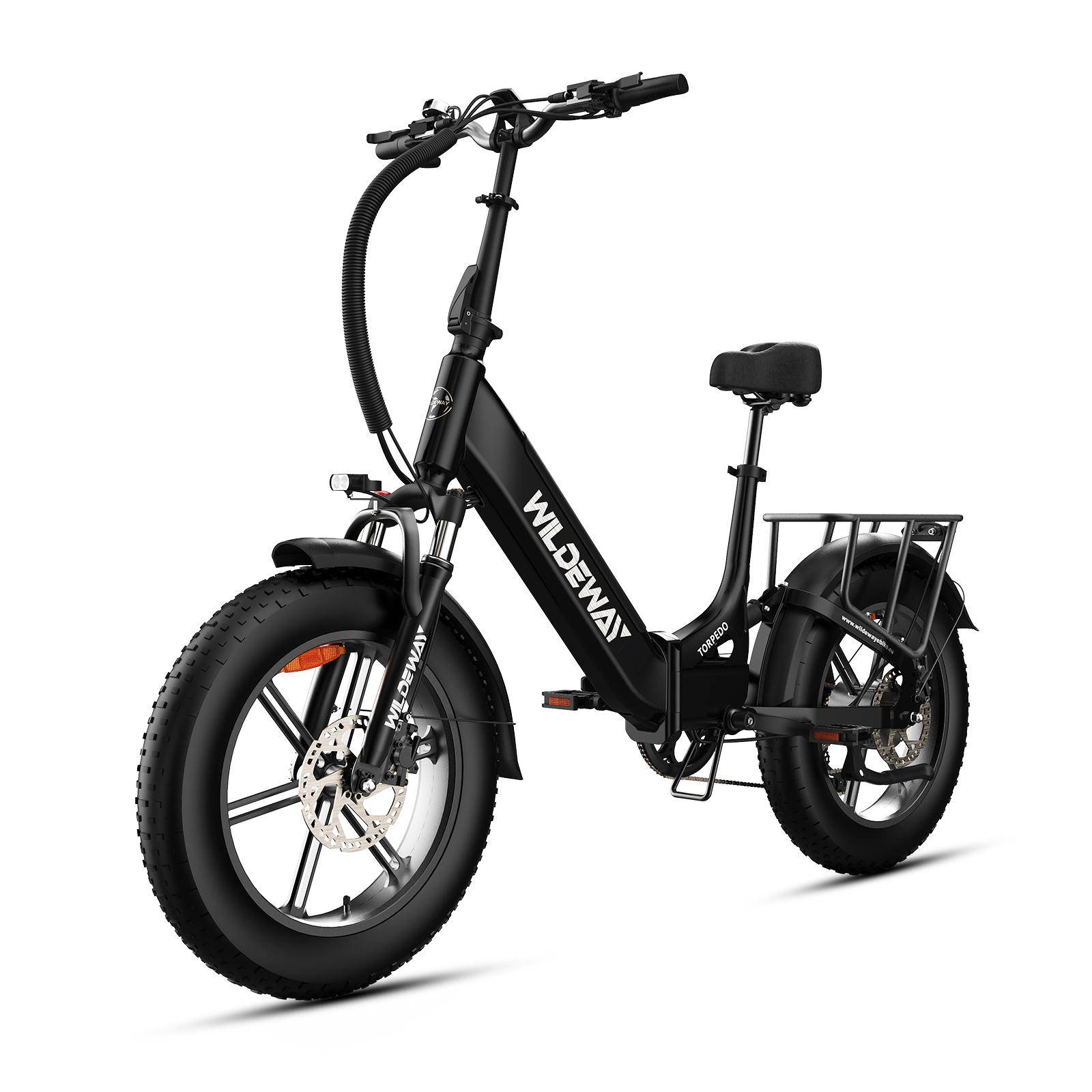 Stadscykling Elcykel WILDEWAY Torpedo 20 tum Feta Däck E-cykel 48V15Ah Batteri 500W Motor 70KM Räckvidd Utomhuscykling Elektrisk Cykel vit