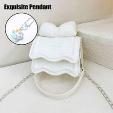 Mini Fashion Axelväska för barn Flickor, Butterfly Chain Justerbar Crossbody Messenger - Vit + hänge