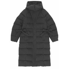 Tech Seersucker Puffer Coat - Black