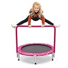 COSTWAY Ø 92 cm mini studsmatta, vikbar studsmatta, barnstudsmatta, kan belastas upp till 150 kg, trädgårdsstudsmatta, inomhus och utomhus (rosa)