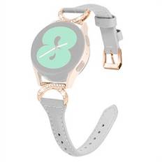 För Samsung Galaxy Watch 3 41 mm / Watch 4 / 5 40 mm 44 mm / Watch4 Classic 42 mm läder klockarmband 20 mm klockarmband med roséguldspänne
