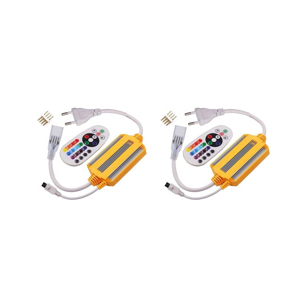 2X 1500W RGB LED Strip Light Controller with 16 Colors Dimmer Wireless IR-24Key Remote EU Plug IP68 Waterproof