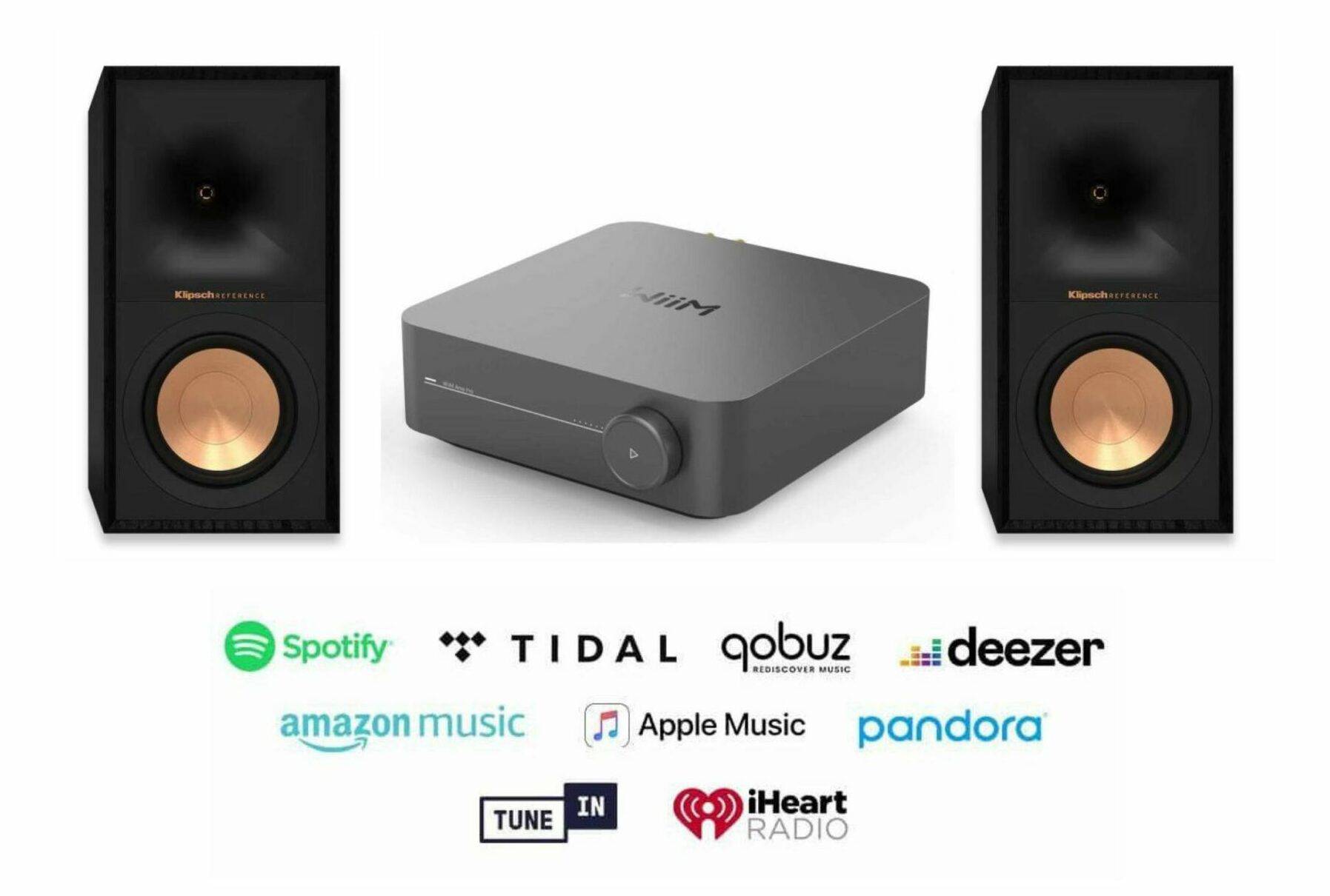 WiiM AMP & Klipsch Reference II R50M Stereopaket - Wiim amp gra klipsch ref ii r50m svart hogtalarkabel 2x2meter - Kampanjer