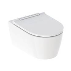 Geberit ONE WC-Set - Wand-WC Tiefspüler, geschlossene Form, TurboFlush, mit WC-Sitz, weiß/chrom, KeraTect