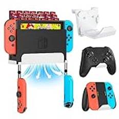 KUNSLUCK Väggfäste för Nintendo Switch med 2 kontroller och 28 spelkortshållare (vit)