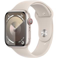 APPLE - Watch Series 9 GPS + Cellular 45mm Starlight Aluminium Case with Starlight Sport Band - S/M