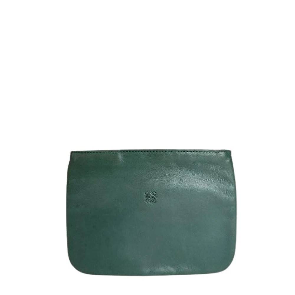 Loewe Pre-owned Pre-owned Clutch Kortindehaver - Vintage - Dame - Grøn - ONE SIZE - Uld