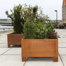 Modern plantekasse corten rust med bund 120 x 160 cm