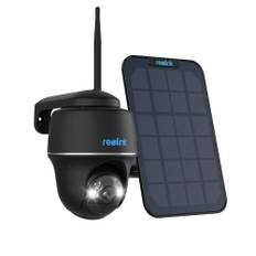 Reolink 4K övervakningskamera utomhus, 360°/140° panorering/lutning WLAN-kamera utomhusbatteri, mörkerseende i färg, 2,4/5GHz WiFi, AI-detektering, Argus PT Ultra (svart) + solpanel