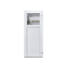 Plast Udhusdør - 1/3 Råglas 80 x 190 Højre Ud (HU)