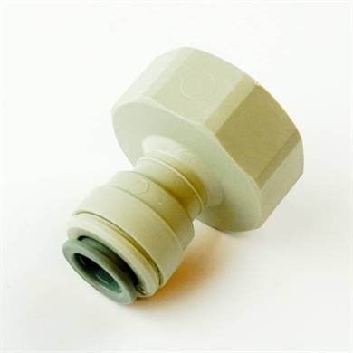 Nippel forskruning indvendig 3/4" gevind - til 3/8" Pex - til køleskab, kaffemaskine.