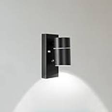Unikcst Utomhus vägglampor med skymningsbrytare, utomhusarmatur med ljussensor, IP44 vattentät, svart vägglampa inklusive 1 GU10 LED-lampa 5 W kall vit