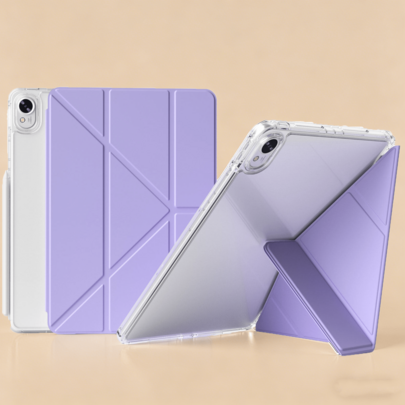 Skyddsfodral för Redmi Pad2-surfplatta, magnetisk stängning, pennhållare, bakpanel i högtransparent akryl, intelligent viloläge/väckning, Y-format mul - Taro Lila (Multi-size)