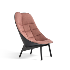 HAY Uchiwa Quilt loungefåtölj 12 clementine-svart ek-svart läder