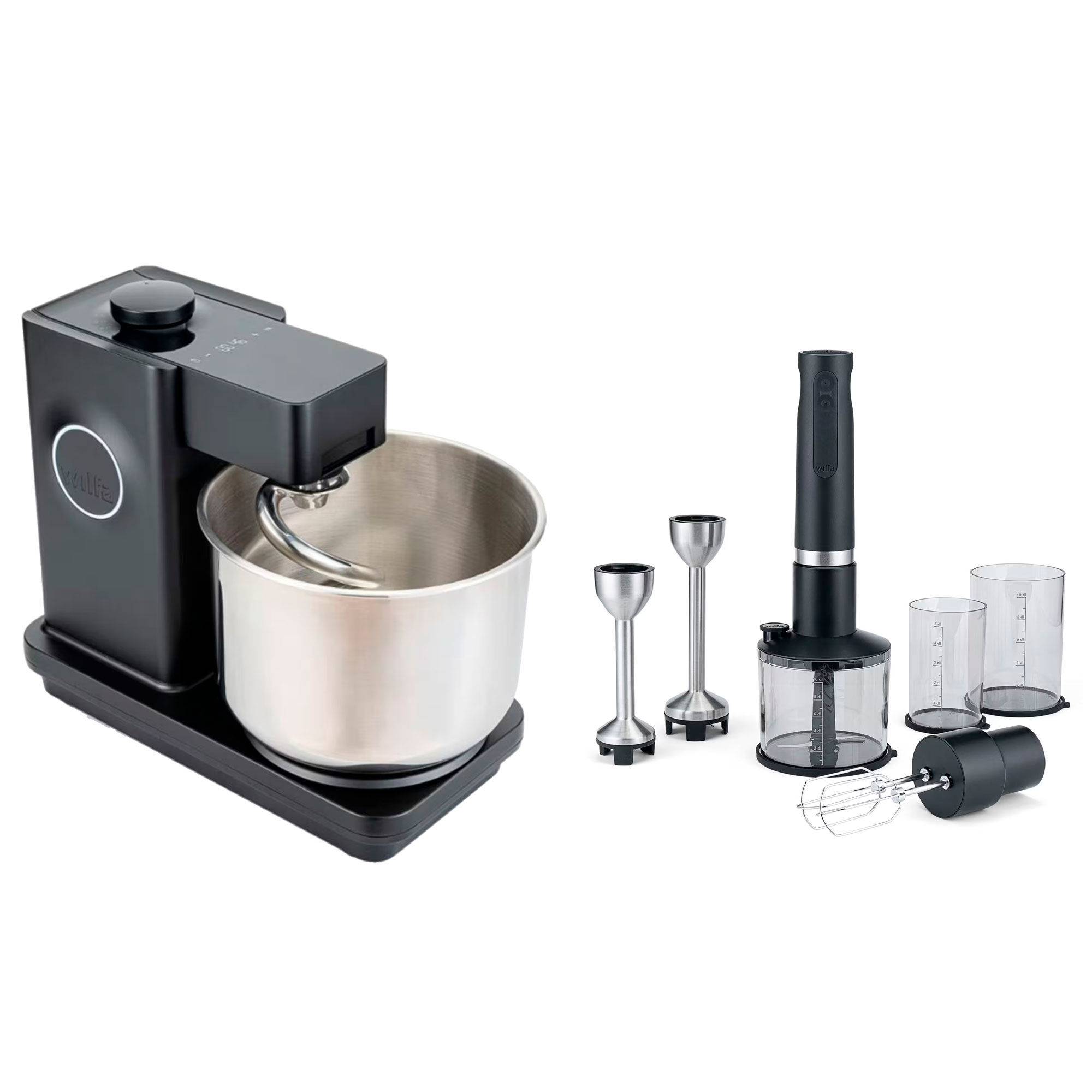 Wilfa KM2BS-T70 Probaker Timer köksmaskin + IM4B-1000FP Prostick stavmixer (Köksmaskin: L42,5 x B25 x H36 cm)