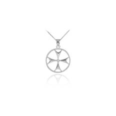 Diamond Maltese Cross Drop Pendant Necklace in 9ct White Gold - white gold