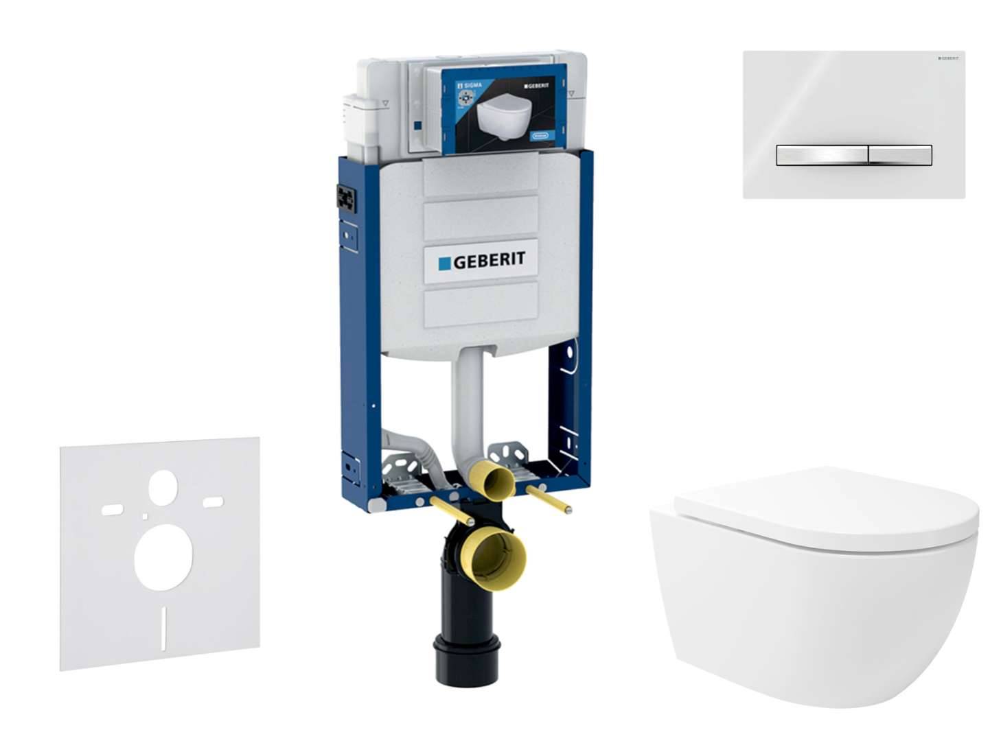 Geberit Kombifix - Set med väggmonterad installation, Oudee Vortex toalett och mjukstängande sits, Sigma50-knapp, krom/alpinvit SANI15CA3183