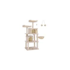 Högt Klösträd för Katter med 2 Grottor, Beige