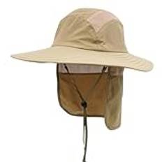 Magracy herr UPF 50+ solhatt med nackskydd brett brätte nät safari hatt fiskehatt, Khaki, one size