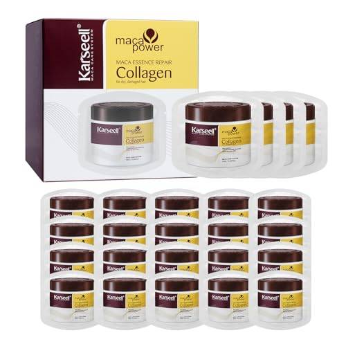 Karseell Collagen Hair Mask 10ml x 24st, Maca Essence Argan Oil Hårvård, Deep Repair Collagen Hair Mask för skadat hår, mycket torrt hår, alla hårtyper Foto färg 10 ml (förpackning med 24)