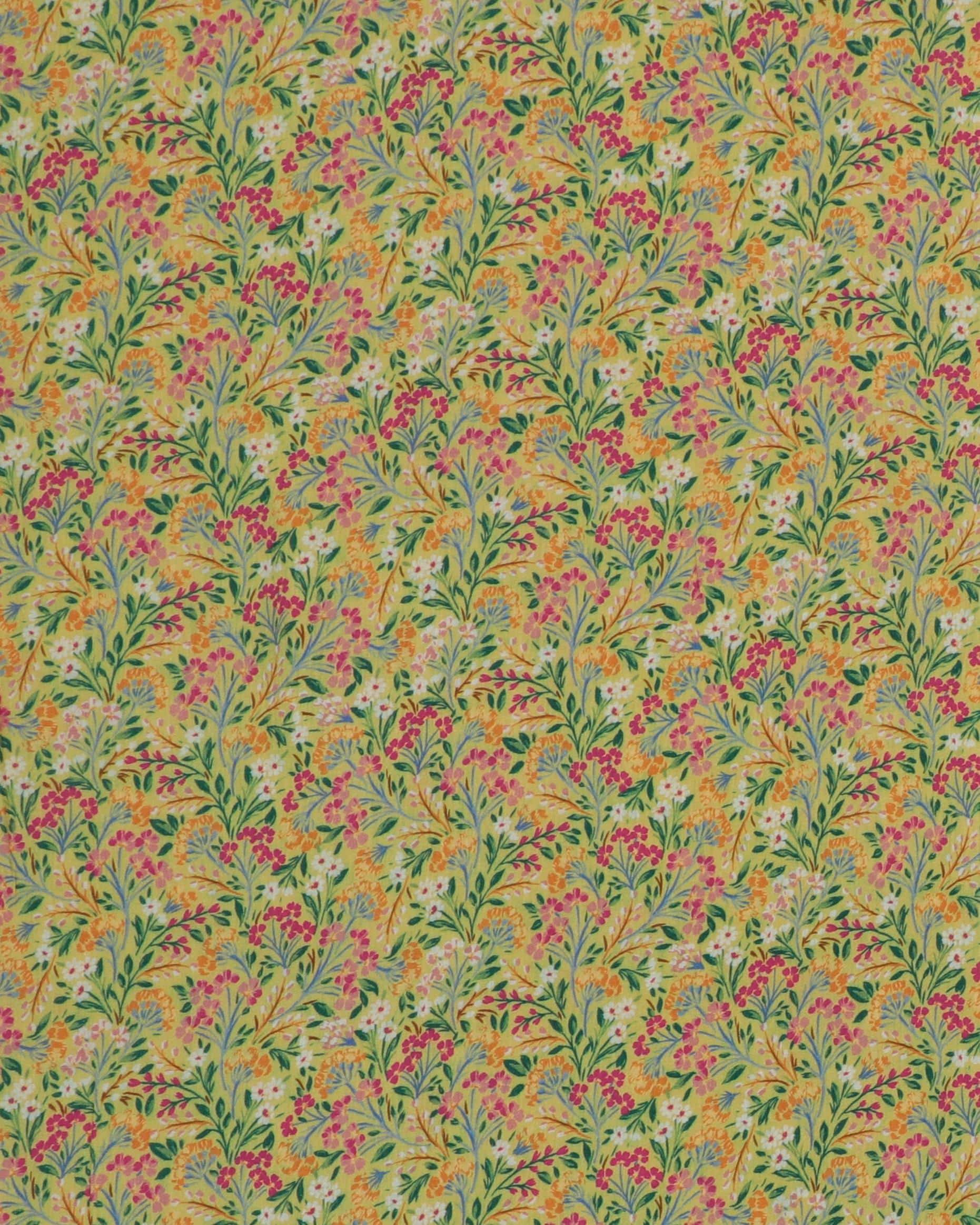 Blomster på sennepsgul - Crepe viskose - 100% Viskose