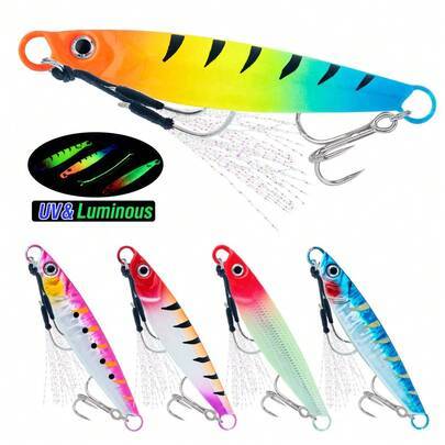 5 st 20g–60g sjunkande metallbeten med realistiskt fiskmönster, splitring och stark krok, lämpliga för saltvatten, grouper och makrill - Multifärgad (20 g,30 g,40 g,25g,60 g)