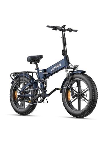 ENGWE Vikbar Elektrisk Cykel| 768Wh 16AH Endurance 110KM| 20"×4.0" Tjocka Däck|Torsionssensor|Full Suspension| 8-växlad| ENGINE Pro 2.0 (Blå)