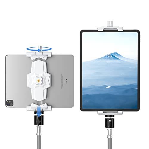 Adapter för stativfäste för iPad och telefon med kulhuvud, iPad-hållare för stativ, 360 roterbart klämfäste för iPad Pro 12.9, iPad Air Mini 3 4, Galaxy Tab, Surface Pro, Selfie Stick (5,3-10,6")