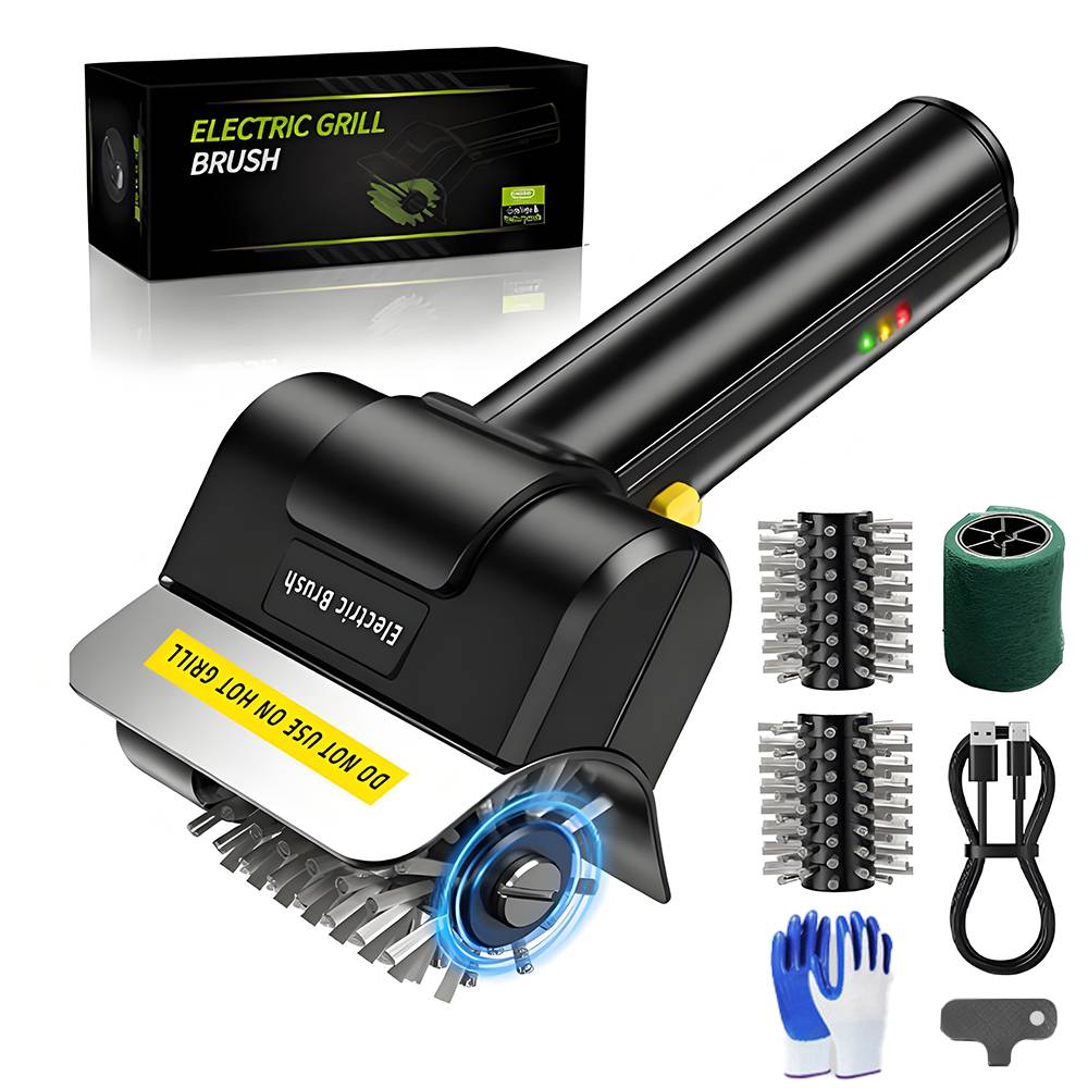 Handheld Electric Stainless Steel BBQ Grill Clean Brush 2000mAh Rechargeable Wireless Cleaning Brush Outdoor Kitchen Barbecue
