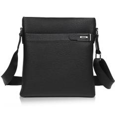 SAKIBI Small Shoulder PU Messenger Casual Men's Bag, Leather, Vertical, Crossbody, Bag, Business, svart