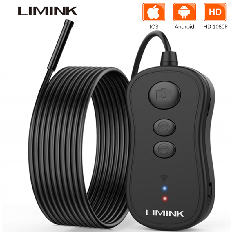 Limink 5.5mm wifi endoskop inspektionskamera med 6 led trådlösa borescope snake hard cable kamera för iphone android smartphone - 3.5m