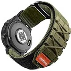 Tuff rem kompatibel med Garmin Fenix 6/5/7, Forerunner 965/955/945/745/Approach S62/S60/Epix 2, 22 mm Quick Fit nylonband för Fenix 5 Plus/Fenix 6 Pro/7 Pro/Instinct 2 Solar (grön, Large)