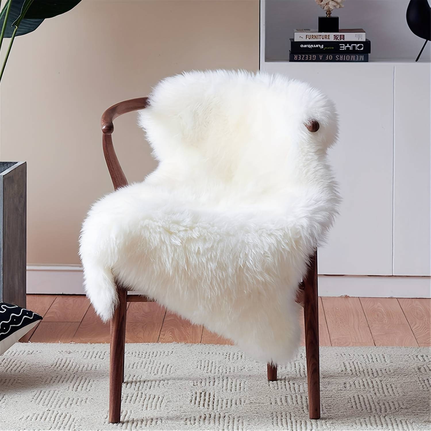 White Faux Sheepskin Runner Rug 2x3 Ft, Fluffy Shag Bedroom Carpet Sofa Cover Christmas Decor Washable