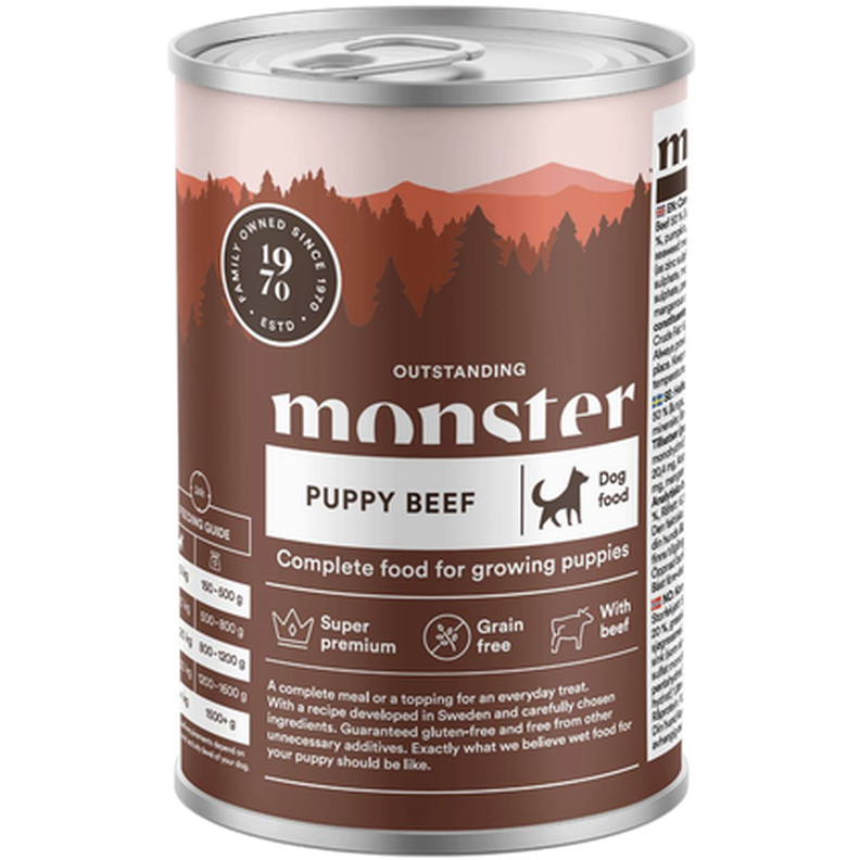 Monster Pet Food Dog Puppy Beef Burk 400 g x 6