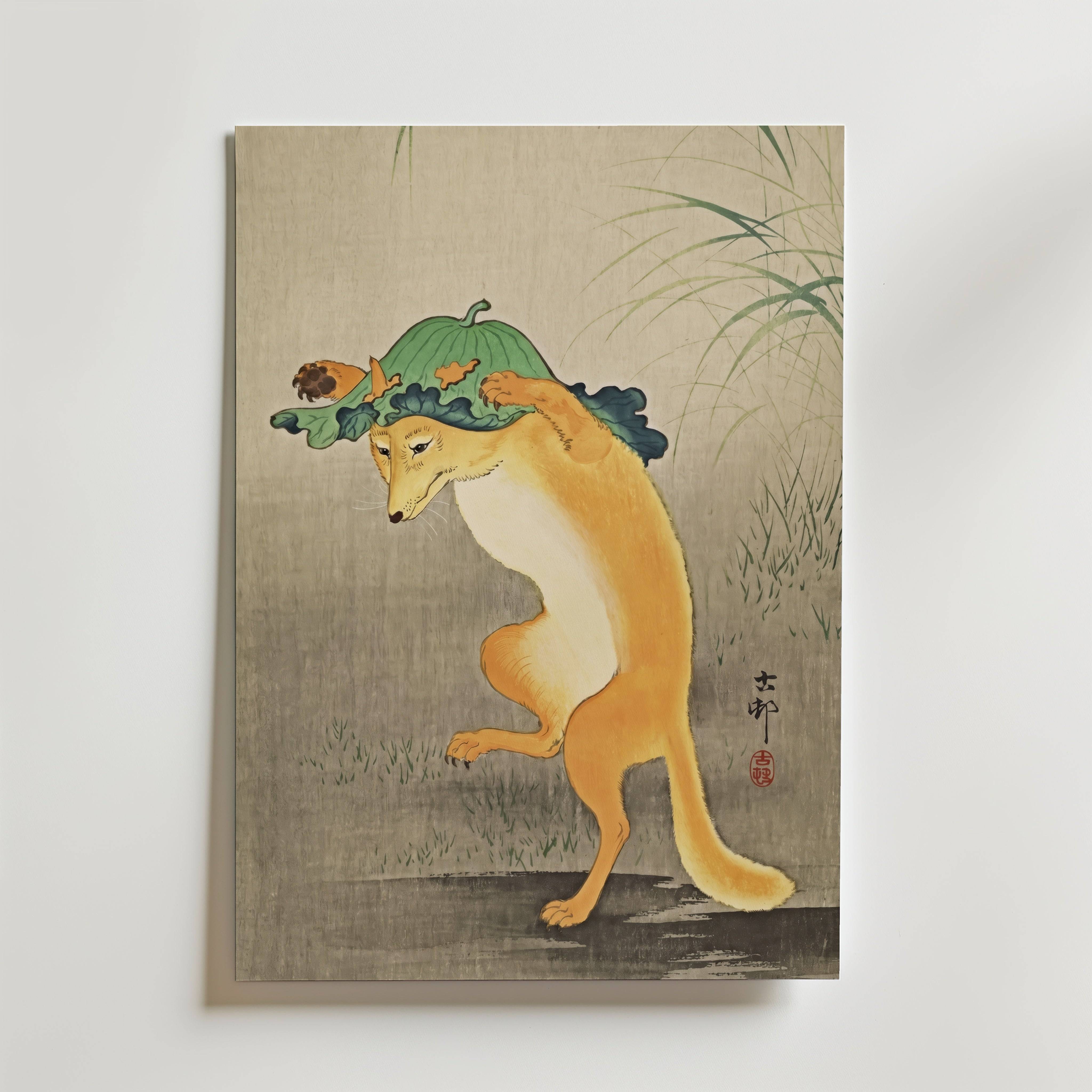 Dancing Fox Ohara Koson Poster - Fine Art Poster 40x50 cm