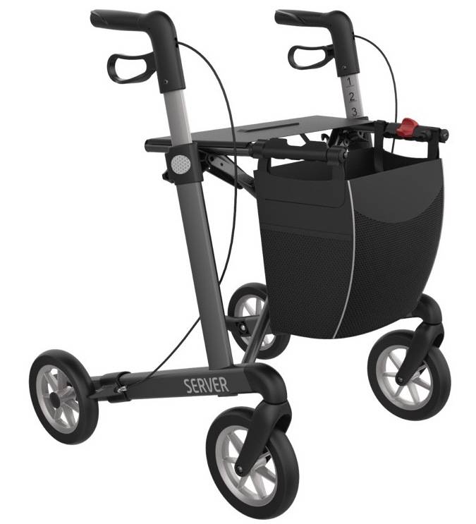 Rollator i aluminium med bløde hjul
