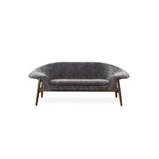 Warm Nordic - Fried Egg Sofa / Smoked Oak - 2 Personers Sofa - Sheepskin (Scandinavian Grey) - L186 x W68 x H68 cm